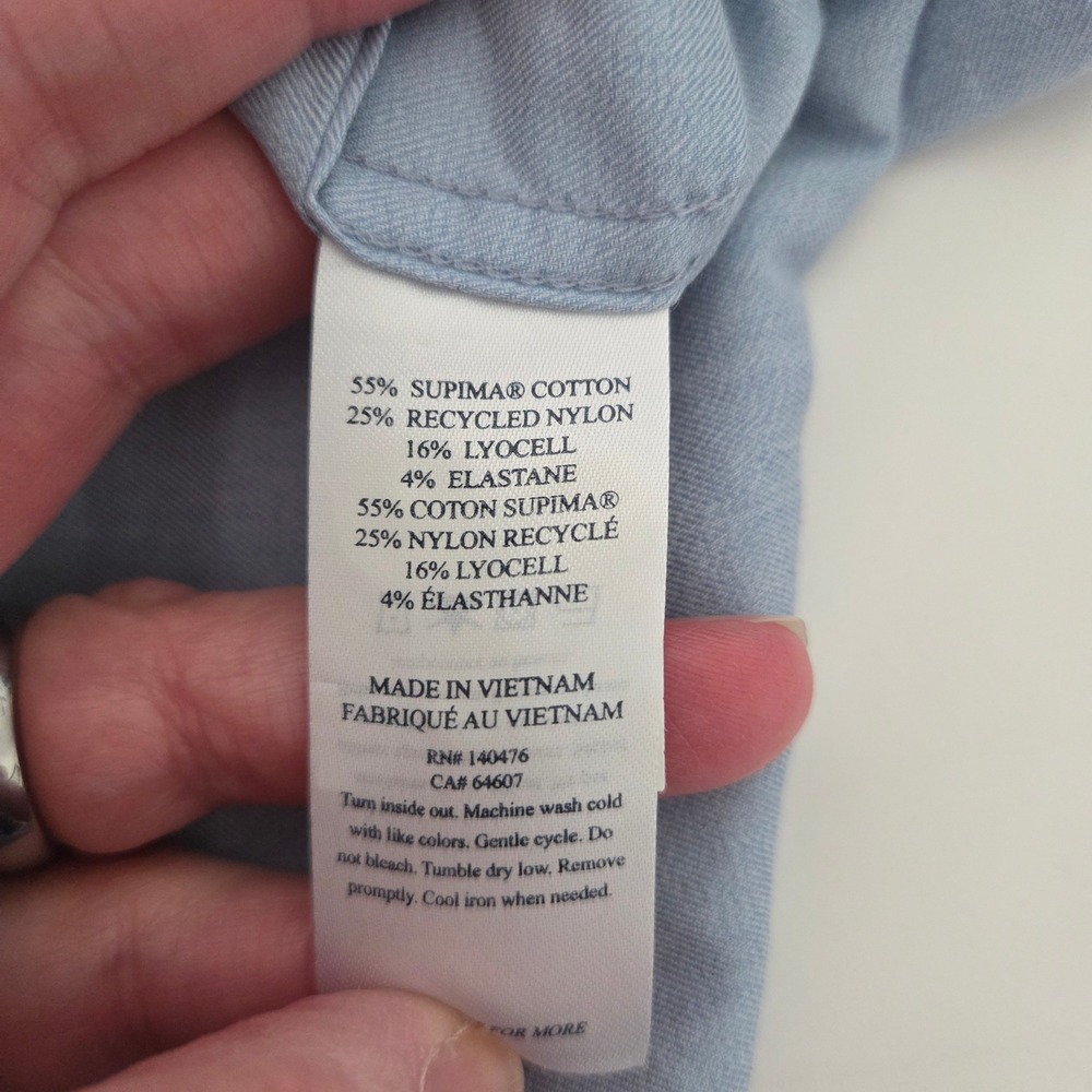 Faherty Brand Movement Shirt Mens XXL Blue Supima Cotton Stretch Button‎ Down - Picture 5 of 6